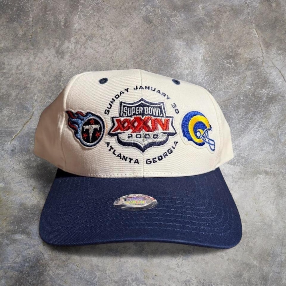 Vintage Super Bowl XXXIV 2000 Tennessee Titans vs St. Louis Rams snapback NWT